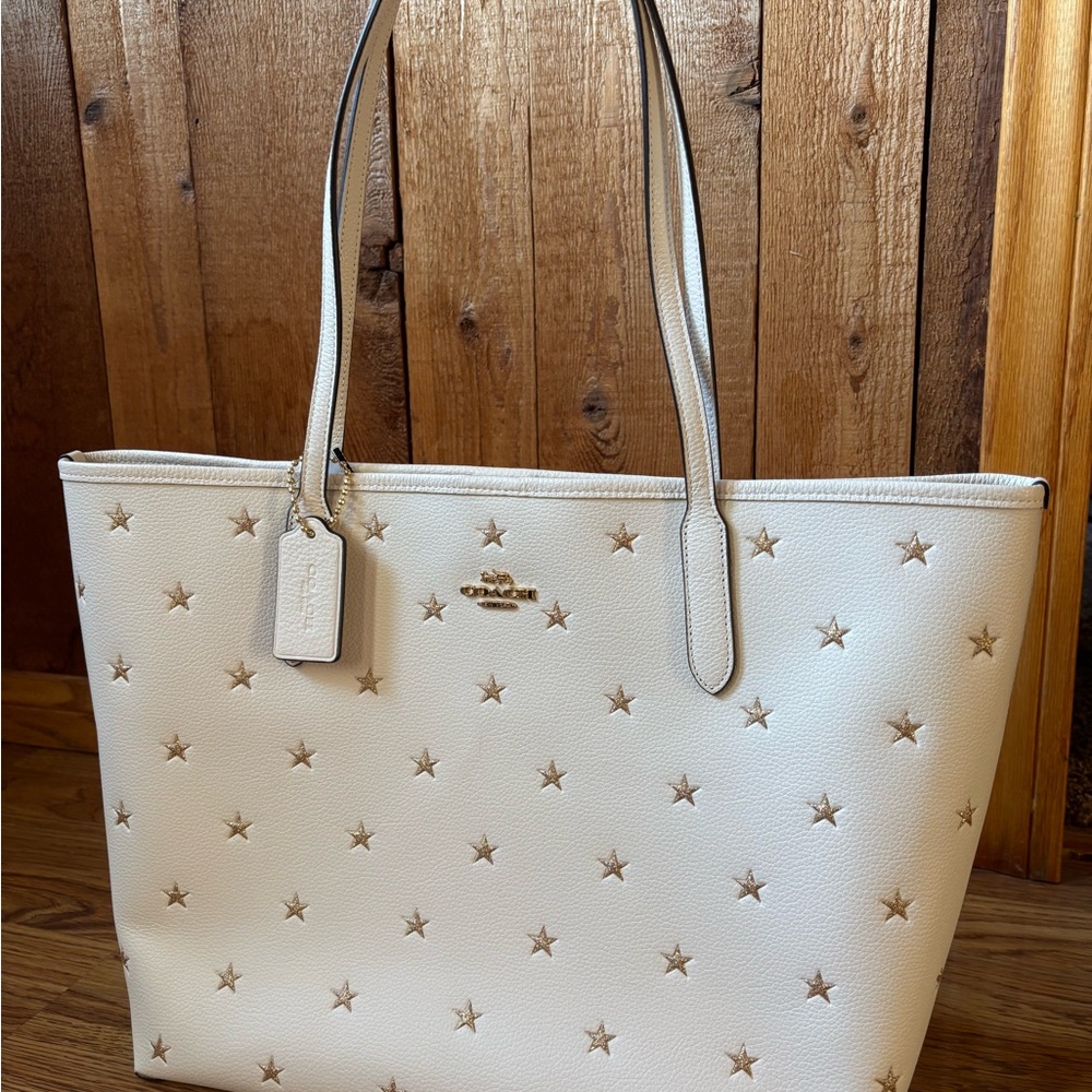 Coach White Star City Tote Bag